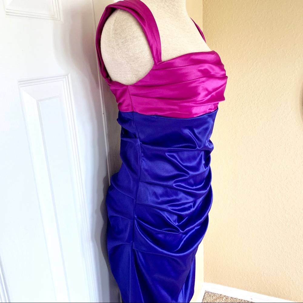 Suzi Chin by Maggy Boutique Purple Ruched Dress 10 - Picture 4 of 8